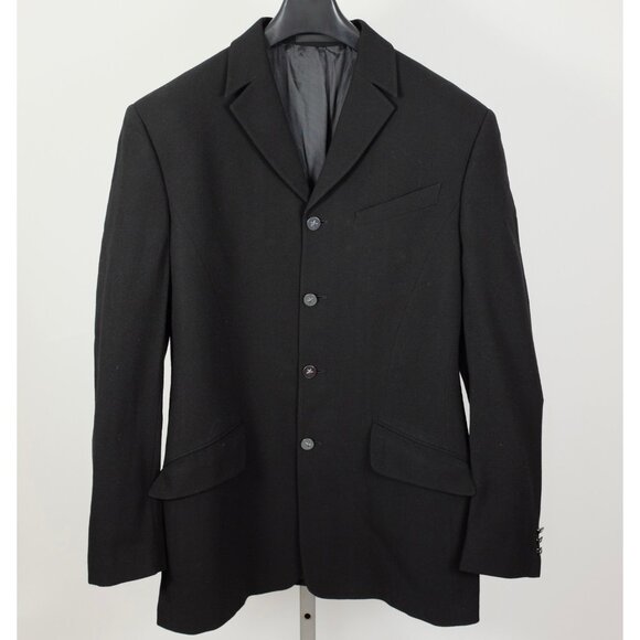 Vintage Thierry Mugler Homme jacket blazer 52 US 42 black 4 button contoured - Picture 1 of 12
